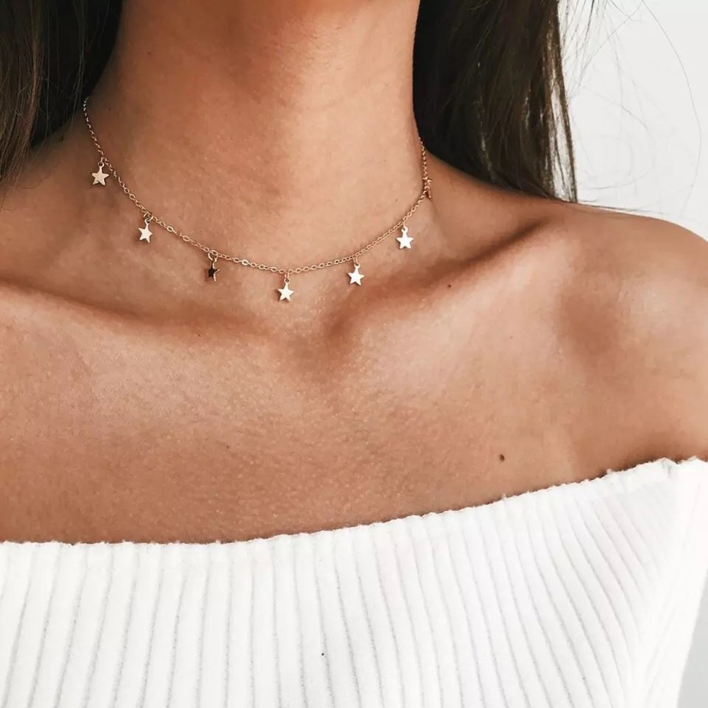 Gold Star Women's Pendant Chocker Necklace Fashion